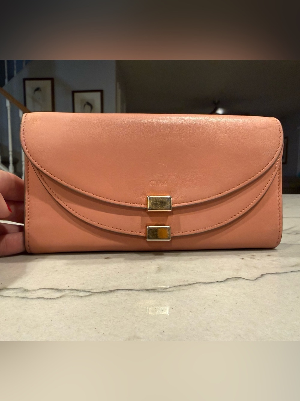 Chloé Georgia Pink Long Wallet Double Flap Gold Hardware Full Set Authentic 2013